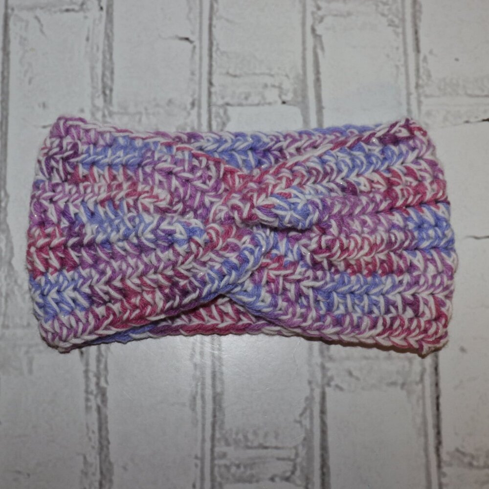 🤍🌈 Crochet Headband – White + Colorful · Handmade · One Size